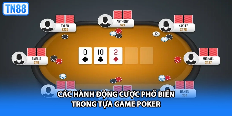 Các hành động cược phổ biến trong tựa game poker