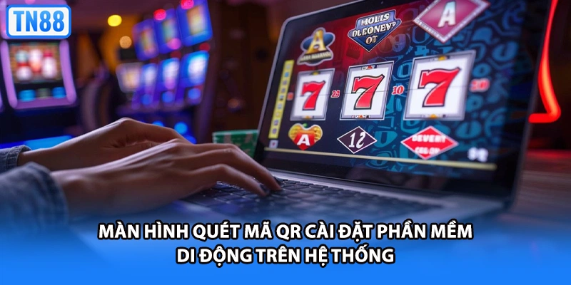 Màn hình quét mã QR cài đặt phần mềm di động trên hệ thống