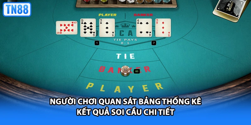Người chơi quan sát bảng thống kê kết quả soi cầu chi tiết