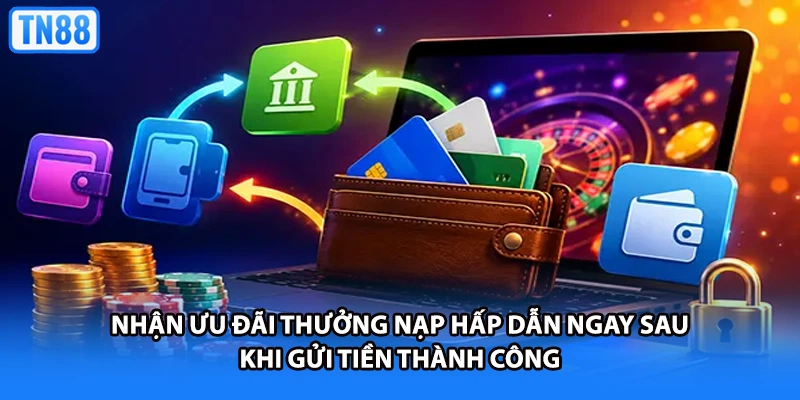 Nhận ưu đãi thưởng nạp hấp dẫn ngay sau khi gửi tiền thành công